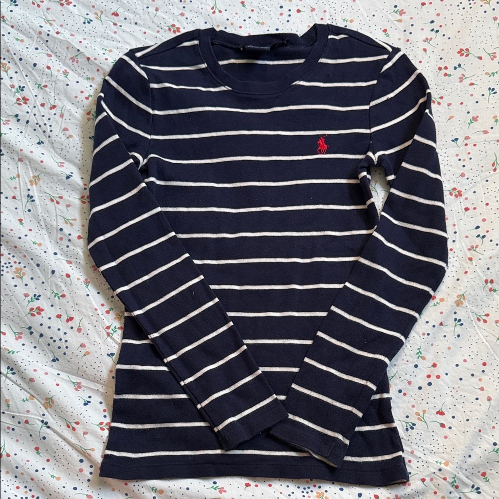 Ralph Lauren Sport Navy and White Striped Top